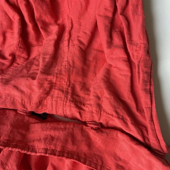 EILEEN FISHER Orange Red Lory Rumpled Cotton Steel Hooded Jacket Small Lagenlook - Picture 8 of 13